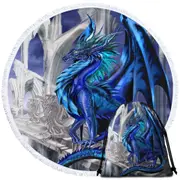 Nightfall Cool Purplish Dragon Round Beach Towel