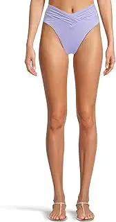 [BECCA] Women's Color Code High Waisted Shirred Bikini Bottom, Cheeky Coverage, Swimwear Separates