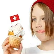 100 PCS Switzerland Flag Cake Topper,Swiss Cupcake Stand For Party Decoration Supplies