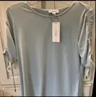 NEW with tags CALVIN KLEIN Womens Light Blue Tie Sleeve Top, Medium, Retail $49