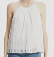 $295 Theory Women's White Pleated Lace Halter Cami Top Size S