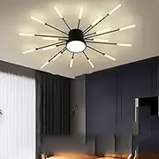 Fruid Modern Chandelier Lighting with Firework & Swirl Designs,Built-in LED Ceiling Light Fixture,4500K Neutral Light,High CRI 90+,Gold/Black for Living Room,Bedroom,Dining Room(18 Lights 26W, Black)