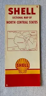 Shell Gas & Oil Road Map Sectional Map of North Central States # 6 USA 1952