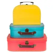 Jewelkeeper Paperboard Vintage Suitcase - Set of 3 Decorative Vintage Luggage -