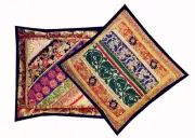 16"-2 EXOTIC SARI SEQUIN BED THROW ACCENT CUSHION PILLOW COVERS CELEBRATION GIFT