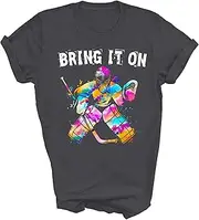 [Above Good Tee] Ice Hockey Player Goalkeeper Ice Hockey Goalie Bring It Field Hockey Player Unisex Shirt Gift T-Shirt (Dark Heather;XL)