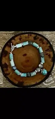 Gorgeous Flash Labradorite, Amazonite & Turquoise Charm Bracelet