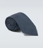 [Zegna] Zegna Silk jacquard tie One Size blue