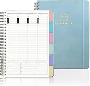 BIROYAL A4 Weekly & Monthly Life Planner to Improve Efficiency, Time Management and Hit Your Goals - Organizer, Gratitude Journal - Undated, 1 Year - Blue Premium Cover, Twin-Wire Binding Planner