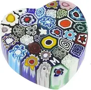 [Glass Of Venice] Murano Glass Millefiori Heart Paperweight - Medium