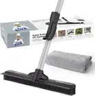 Pet Hair Removal Rubber Broom with Built in Squeegee,3 in 1 Floor Brush for Carp