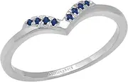 [Dazzlingrock Collection] 18K Round Gemstone Ladies Wedding Stackable Band Contour Ring, White Gold