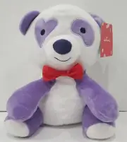 Hallmark Panda Plush Stuffed Animal Red Bow Bear Purple and White 9 in