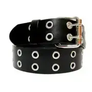 Wonder Nation Boy's Belt Size XS/S (4-7) Black Double Row Metal Grommets