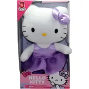 HELLO KITTY PURPLE SATIN DRESS MEDIUM PLUSH** BRAND NEW IN BOX**