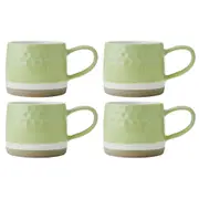 4PK Mikasa 320ml Textured Ombre Coffee Mug Cup Stoneware Drinkware w/Handle GRN