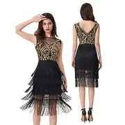 Retro Vintage Roaring 20s 1920s Knee Length Flapper Dress Cocktail Dress The Great Gatsby Flapper Girl Round Neck Women's Christmas Halloween Carnival Wedding