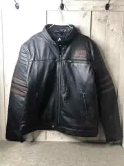 Men's Arian Black Brown Stripes Leather Jacket NWT Biker Bomber Large (L) - XXL