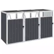 Garbage Bin Storage Shed For 3 Outdoor Waste Bins Steel Cover With Lifting Lids