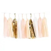 Light Pink, White & Gold Tassel Garland Banner