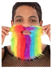Facial Hair Beard Rainbow Summer Pride Fancy Dress Accessory Mens Tash & Beard