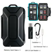 Water-resistant Memory Card Case holder Storage SD TF Sim + USB 3.0 Card Reader