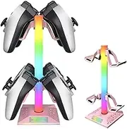 AZURAOKEY RGB Gaming Headset Stand for PS5 Gaming Accessories, Controller Holder with 2 USB2.0 Ports, 10 Lighting Effects Gaming Headphones Stand Accessories for Desktop Gamer
