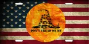 AMERICAN FLAG LICENSE PLATE The Gadsden Flag DONT TREAD ON ME BALL OF FLAMES
