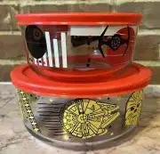 NEW Pyrex Star Wars Set of 2 7 & 4 Cup Capacity Glass Containers with Red Lids