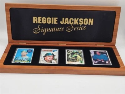 Topps Reggie Jackson RC Signed/Inscribed Porcelain Reprint Set LOA