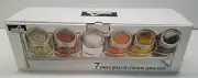 Spice Rack Organizer with 7 Glass Jar Bottles Clear Glass and chrome Base