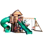 Backyard Discovery Cedar Cove Wooden Play Centre Swing Set with Two Slides and Clubhouse