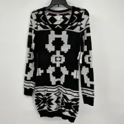 Element Dress Women’s Size Medium Black White Aztec Pattern Sweater Boho NWT