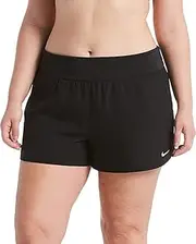 [Nike] Solid Element Swim Womens Boardshorts (as1, Alpha, 2X, Regular, Regular, Black (No Pocket), 2X)