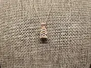 Tycoon 18K Rose Gold over 925 stacked CZ stone pendant with 18" Chain