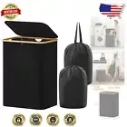 Modern 150L Foldable Laundry Hamper with Lid & Bamboo Handles - Ultimate Storage