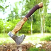 Handmade Carbon Steel Viking Axe, Bearded Axe With Leather Sheath, Best Gift