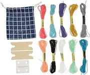 1Set Weaving Tools with Cloth Bag Loom Cards and Shuttle for DIY Crafting Portable and Lightweight Accessories for Weaving Projects Colors of Embroidery Threads Included