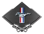 Ford Mustang Tribar Black Carbon Diamond Metal Sign - Ford Licensed