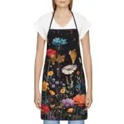Cute Apron for Women,Floral Kitchen Aprons With Pockets, Waterproof Cooking B...