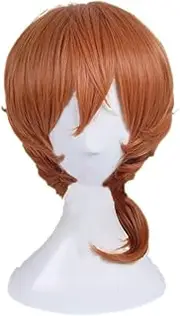 SUNCOS Curly High Temperature Fiber Men and Women for Male Party Halloween Dark Brown Short Cosplay Wigs Synthetic (Chuya Nakahara)