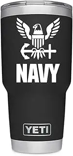 Viavinyl US Navy Throwback Old-School Vinyl Decal/Sticker for car and Truck Windows, MacBook and laptops, iPhone and Android Phones, Yeti/RTic Tumbler Mugs and More! White