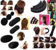 SIYAA Hair Stylers for Women Combo of 11 Pcs Black, 3 Donuts, Hair Base and Puff Set, Tic-Tac Hair Bases and 1 Banana Donut Pack of 1