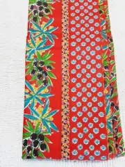 Tablecloth Acrylic Coated Made In France Red Multicolor Olives Floral 60x96 NEW