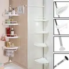 Telescopic Spring Tension Pole 4 Shelves Corner Bath Shower Rack Caddy Organiser