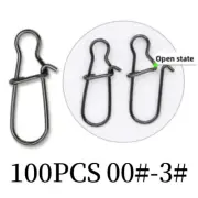 100pcs Hooked Snap Pin Stainless Steel Fishing Barrel Swivel Safety Snaps Hook L