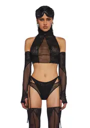 [Club Exx] Mirage Mist Tank And Panty Set - Black