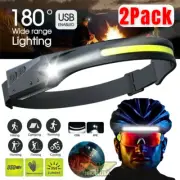 2 x Super Bright Headlamp Rechargeable Headlight Head Torch Work Lamp Flashlight