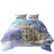 Wildlife Drawings Snow Forest Wolves Coverlet