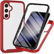 [XINNI] Case for Samsung Galaxy S23 FE, 360 Degree Shockproof Protective Case with Integrated Screen Protector, Robust Bumper Outdoor Full Body Case, Red